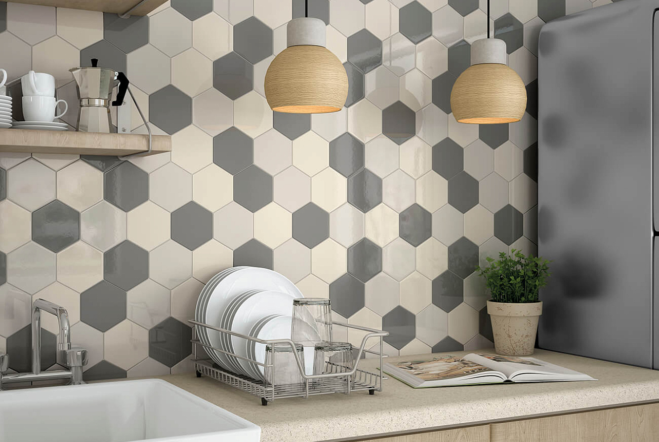 SCALE HEXAGON CREAM / LIGHT GREY / DARK GREY